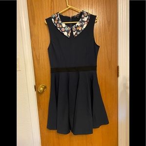Black dress with kitten/teacup Peter Pan collar